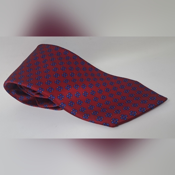 Dion Men's Neck Tie Floral Motif Red 100% Silk Handcrafted Canada Vintage HQ 59" - Picture 1 of 11